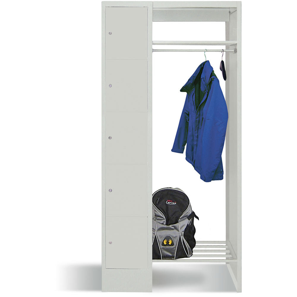 Garderobe mit Schließfachschränken BASIC | Lichtgrau RAL 7035 | 300 | 1 | 5
