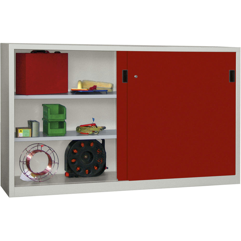 Schiebetüren-Stahlschrank SYSTEM FLEX | Rubinrot RAL 3003 | 2000 | 400 | mit Stahltüren