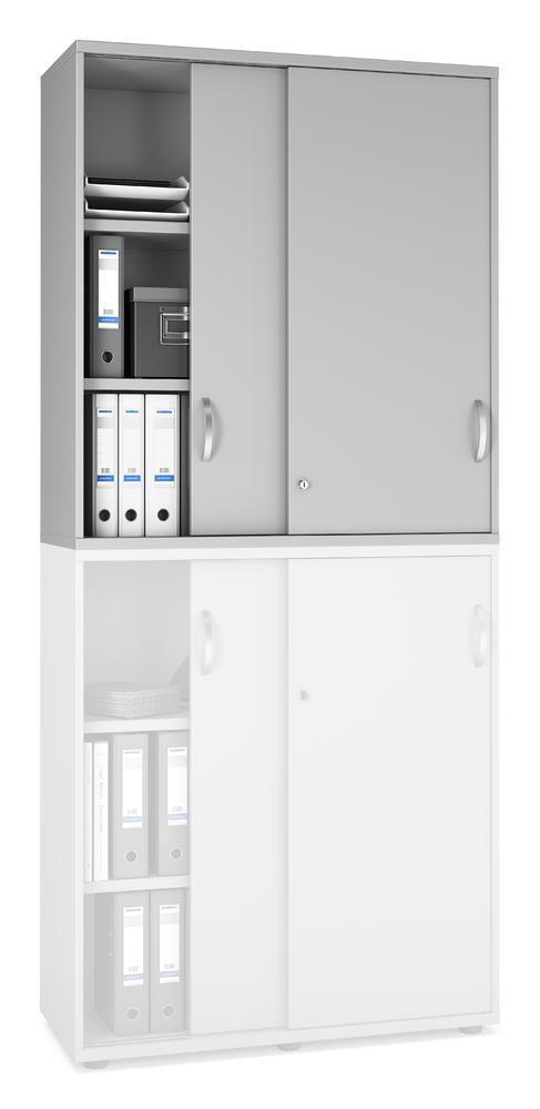 Schiebetüren-Aufsatzschrank PROFI MODUL | Lichtgrau | 1000 | 1110 mm (3 OH)