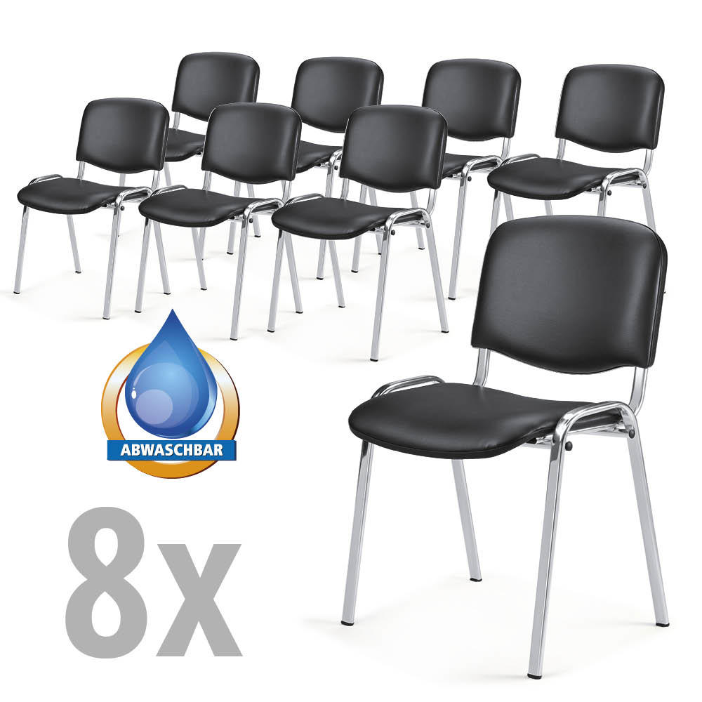 8 Besucherstühle ISO - Kunstleder, 2 Gestellfarben