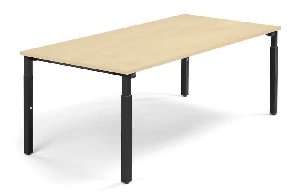 Konferenztisch System MODUL | Ahorndekor | 2000 | 1000 | Tiefschwarz RAL 9005