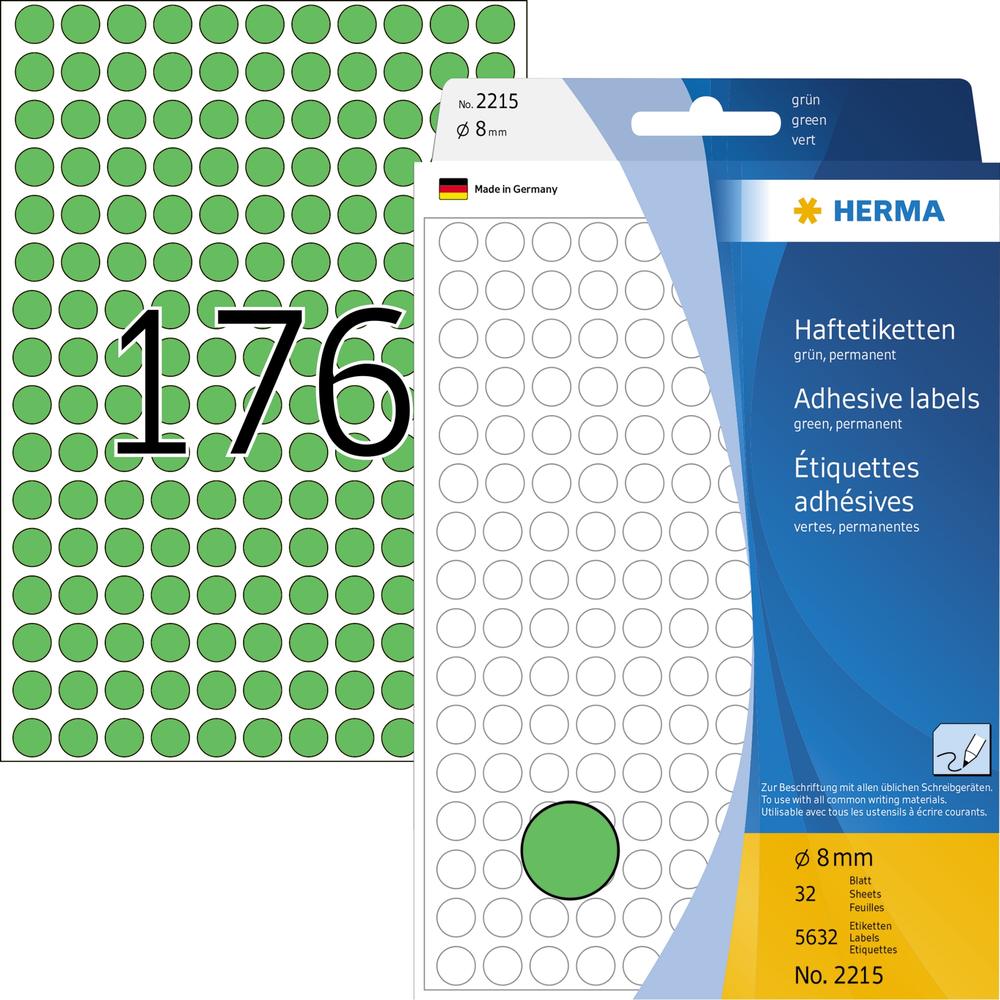 HERMA Markierungspunkt 2215 8mm Papier grün 5.632