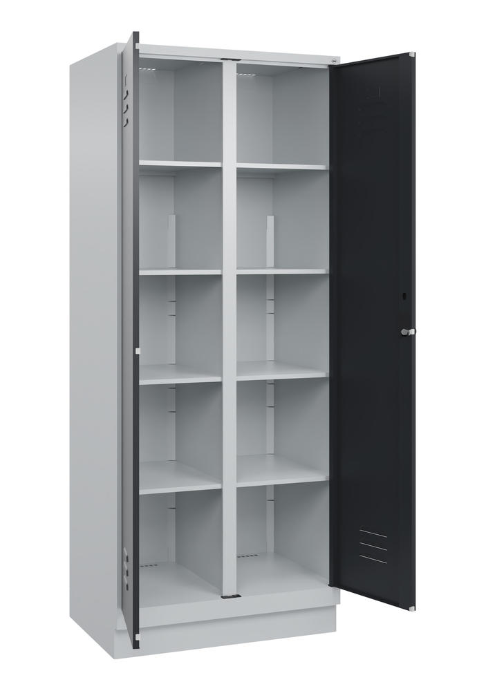 Material- und Lagerschrank, mit Sockel | Schwarzgrau RAL 7021 | mit Sockel | Lichtgrau RAL 7035 | 400