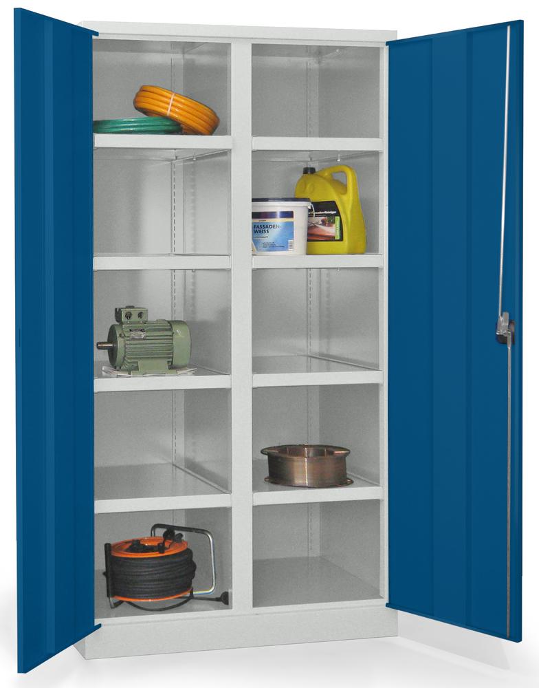 Schwerlastschrank mit Mitteltrennwand | Enzianblau RAL 5010 | 1040 | ohne Schubladen