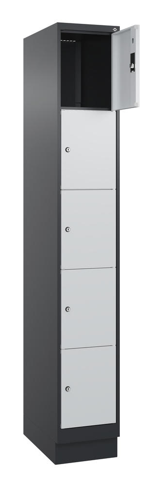 Schließfachschrank CLASSIC PLUS, mit Sockel | Lichtgrau RAL 7035 | mit Sockel | Schwarzgrau RAL 7021 | 300 | 1 | 5