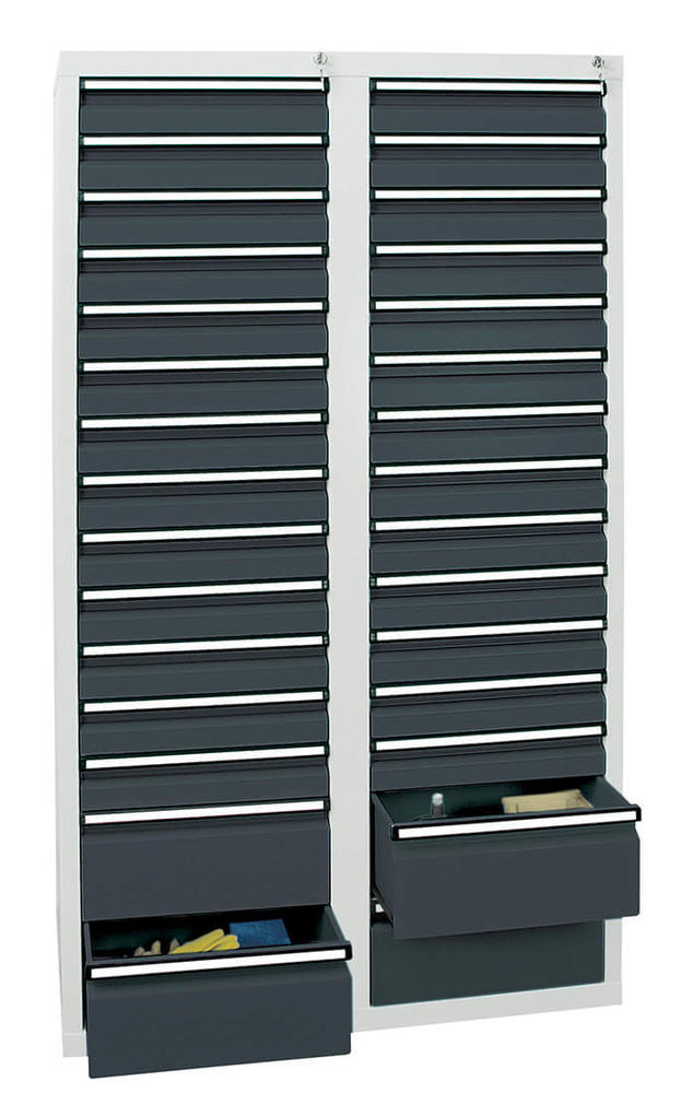 Schubladenschrank SYSTEM DTS 410, 30 Schubladen | Anthrazitgrau RAL 7016 | 1800 | 1000 | 30 Schübe