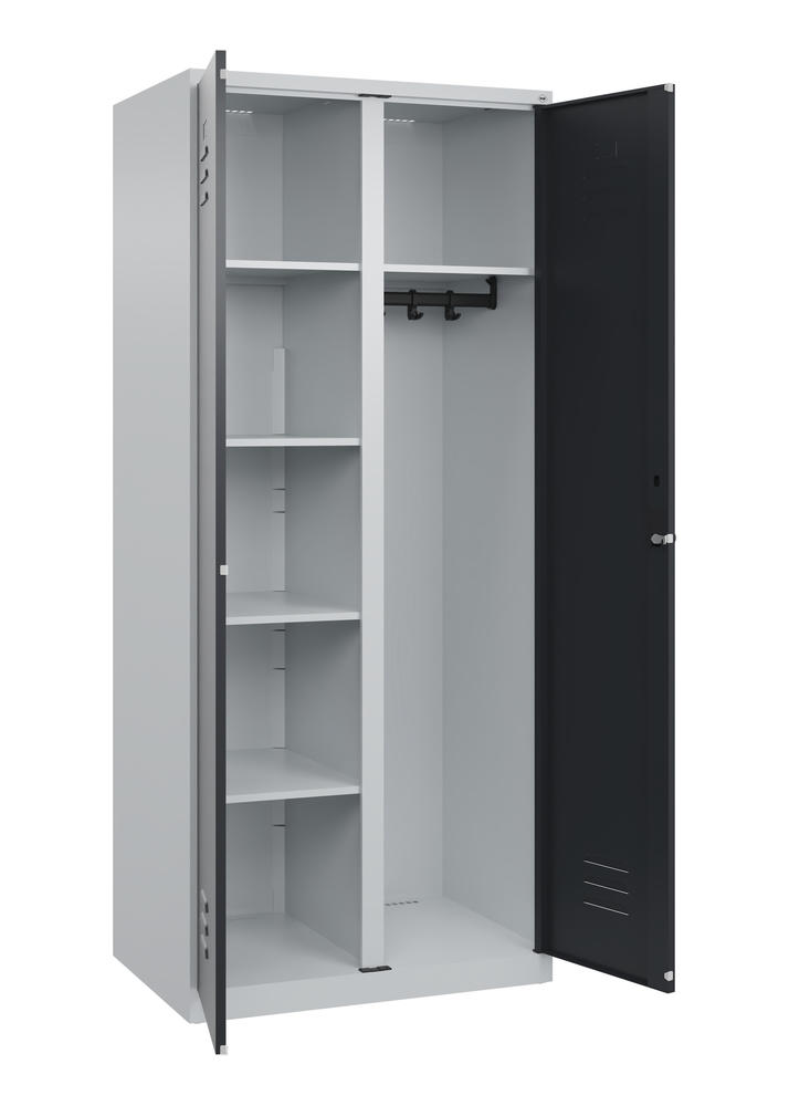 Kleider- u. Wäscheschrank, bodenstehend | Schwarzgrau RAL 7021 | Bodenstehend | Lichtgrau RAL 7035 | 400
