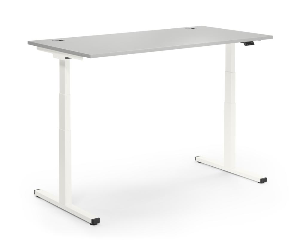 Höhenverstellbarer Schreibtisch MULTI MODUL-PRO | Lichtgrau | 1200 | Weiß