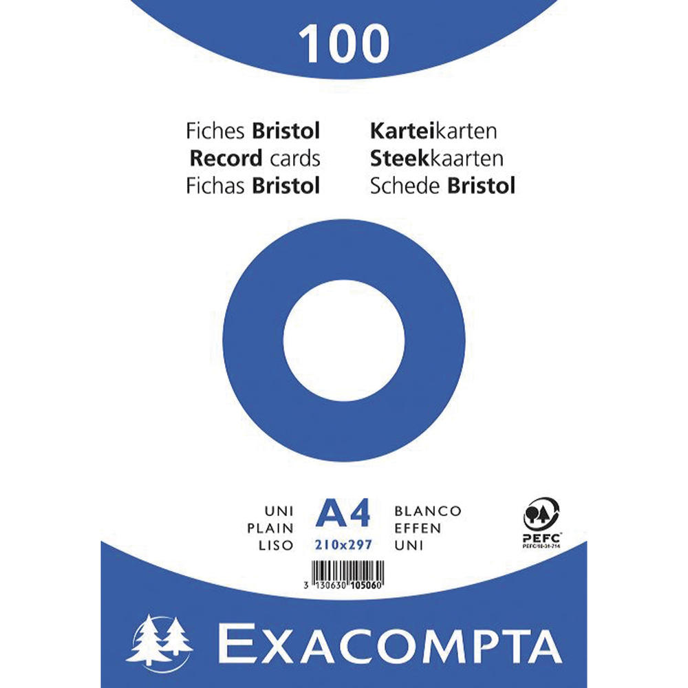 Exacompta Karteikarte 10506E DIN A4 blanko weiß