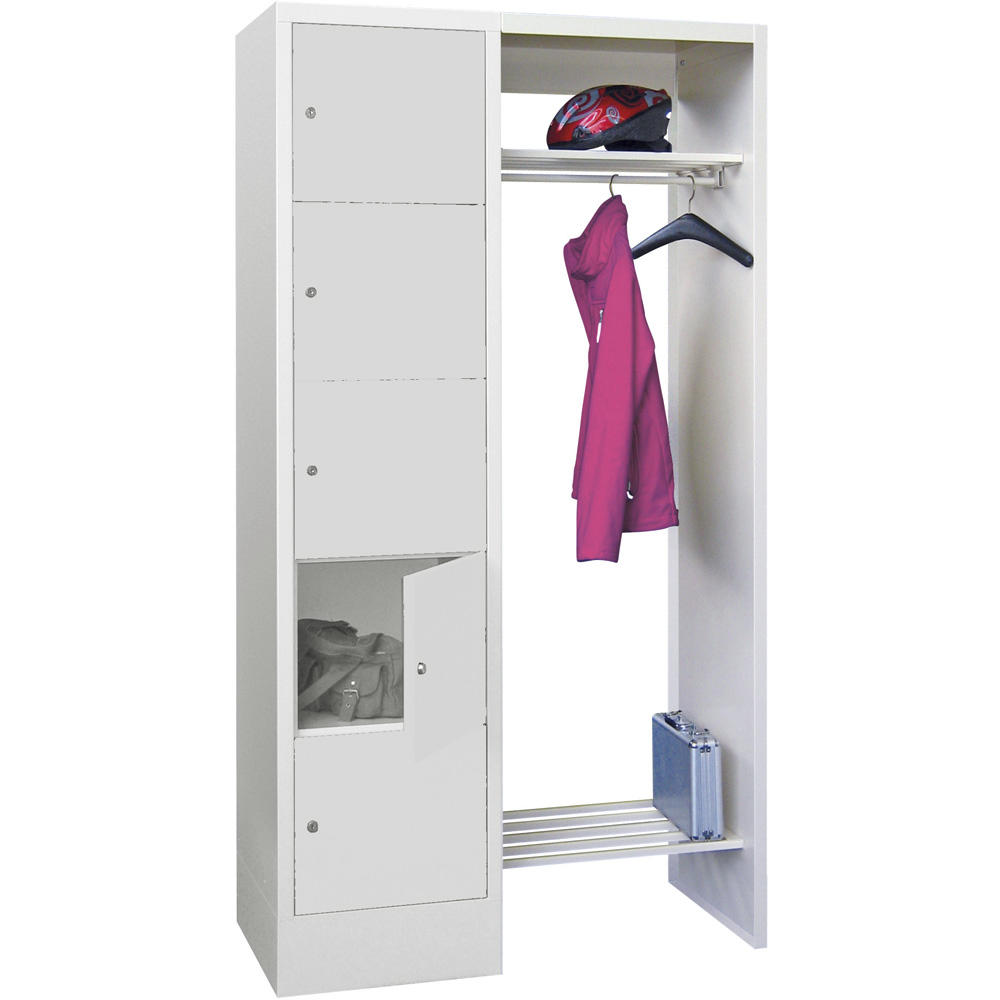 Garderobe mit Schließfachschränken BASIC | Lichtgrau RAL 7035 | 400 | 1 | 5
