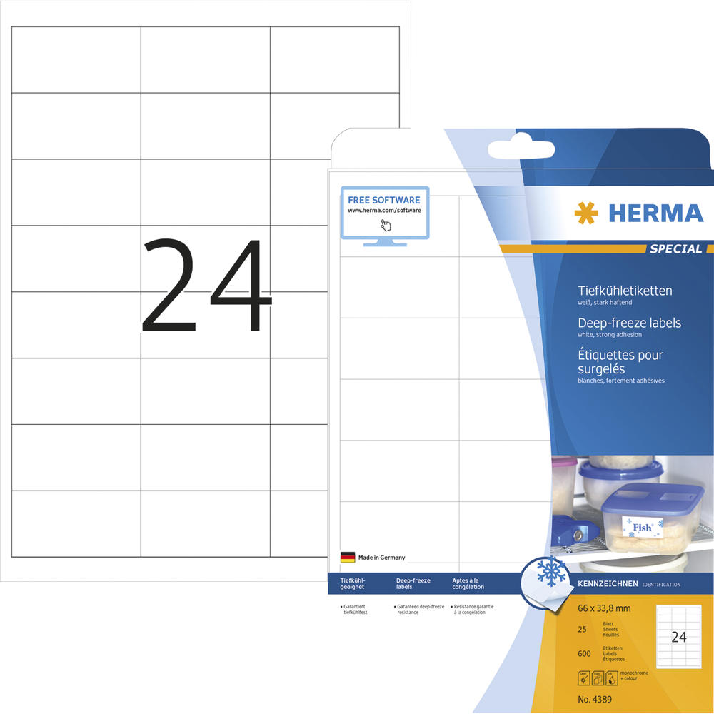 HERMA Tiefkühletikett 4389 66x33,8mm weiß 600