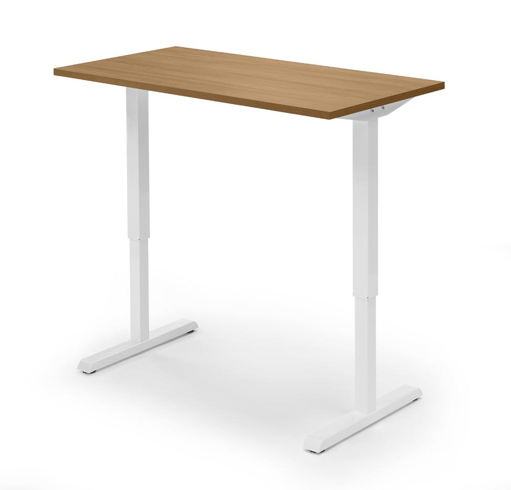 Höhenverstellbarer Schreibtisch Tiefe 650 mm | Nussdekor | 1600 | Weiß