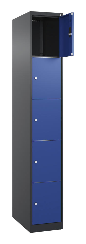 Schließfachschrank CLASSIC PLUS, bodenstehend | Enzianblau RAL 5010 | Bodenstehend | Schwarzgrau RAL 7021 | 300 | 1 | 5
