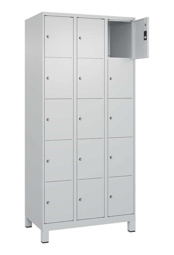 Schließfachschrank CLASSIC PLUS, mit Füßen | Lichtgrau RAL 7035 | mit Füßen | Lichtgrau RAL 7035 | 300 | 3 | 15