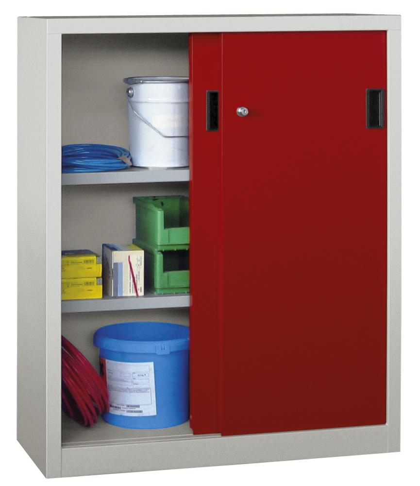 Schiebetüren-Stahlschrank SYSTEM FLEX | Rubinrot RAL 3003 | 1000 | 400 | mit Stahltüren