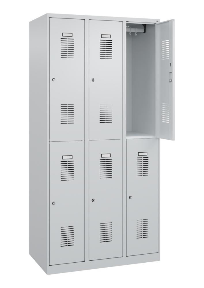 Doppelstöckiger Garderobenspind Basic Plus | Lichtgrau RAL 7035 | Zylinderschloss | 6