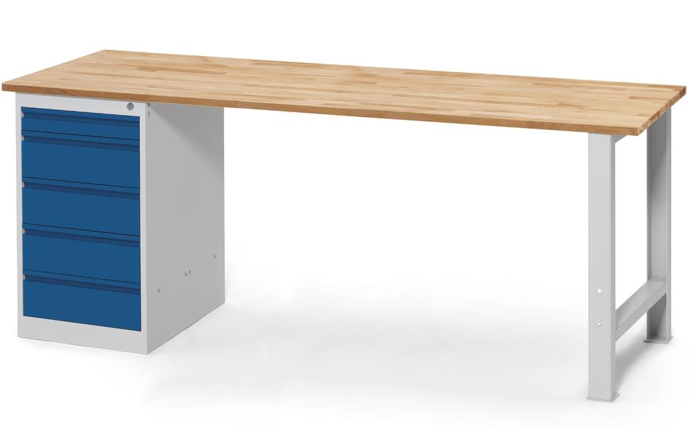 Werkbank-Angebot 5 WS PROFI SYSTEM, Höhe fix | 2000 | Buche-Massiv-Arbeitsplatte | 27