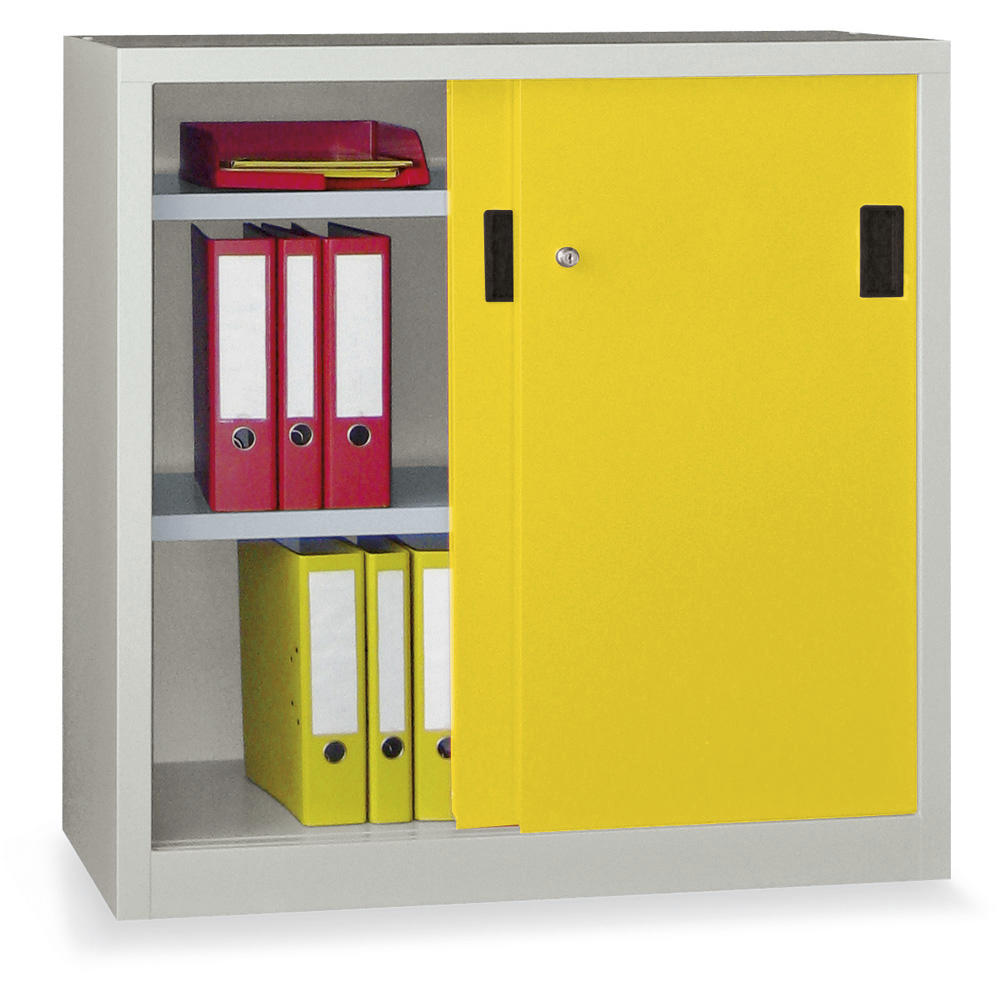 Schiebetüren-Stahlschrank SYSTEM FLEX | Zinkgelb RAL 1018 | 1000 | 400 | mit Stahltüren