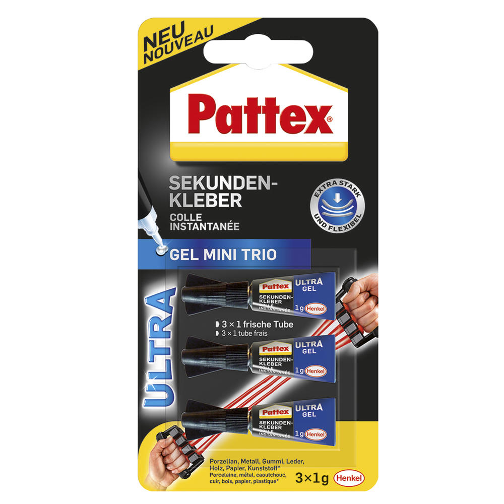 Pattex Sekundenkleber UltraGel Mini Trio PSMG3
