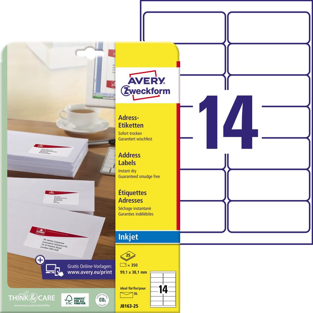 Avery Zweckform Etikett J8163-25 99,1x38,1mm