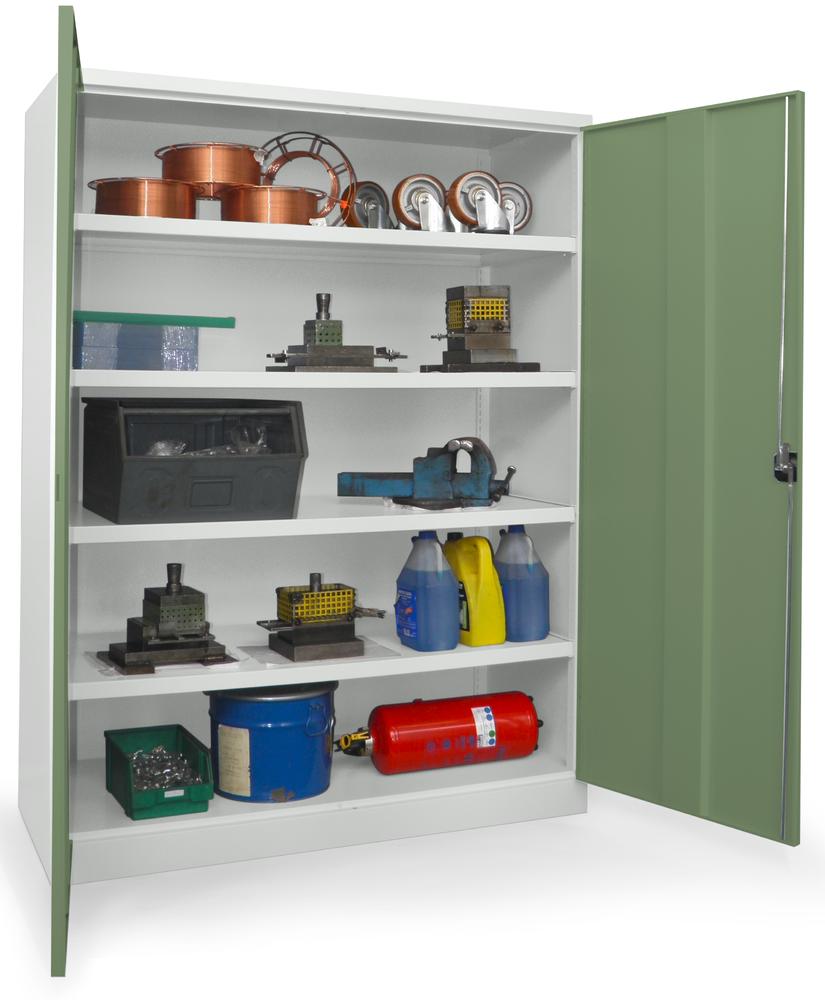 Schwerlastschrank ohne Mitteltrennwand | Resedagrün RAL 6011 | 1470 | ohne Schubladen