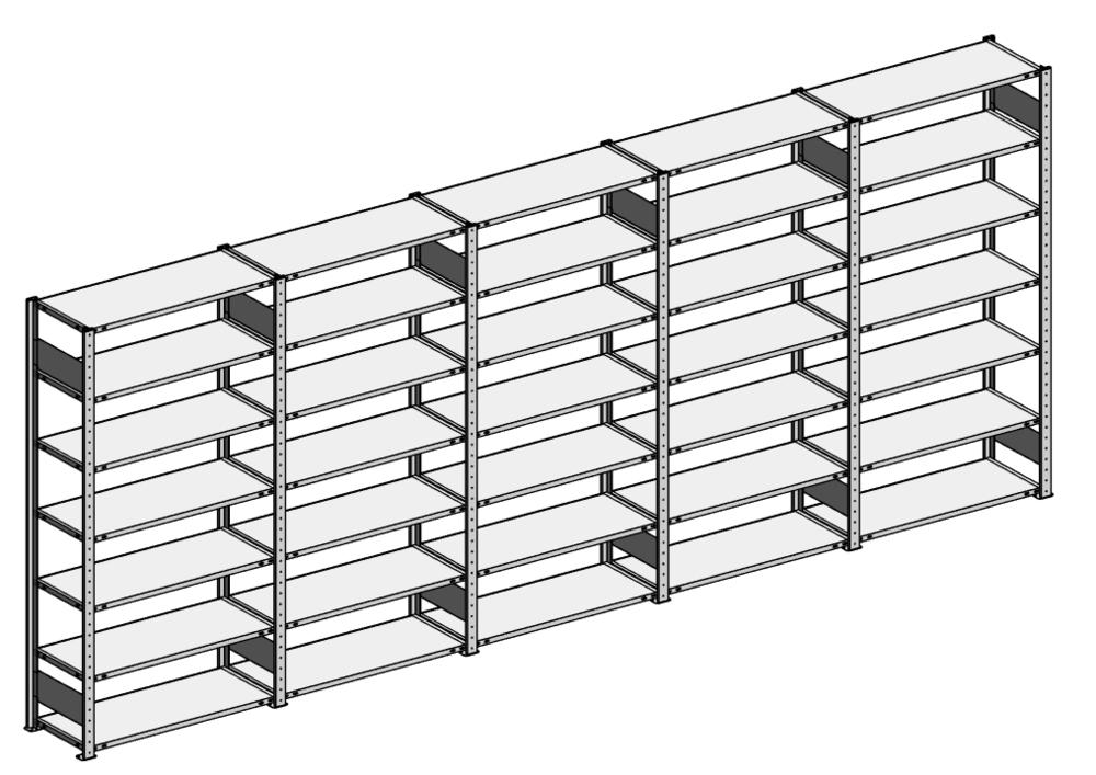 Steckregal ST 3000 - Komplettangebot | Fünferregal, Breite 5084 mm | 85 | 400
