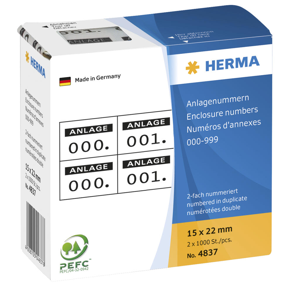 HERMA Anlagenummer 4837 15x22mm schwarz 1.000
