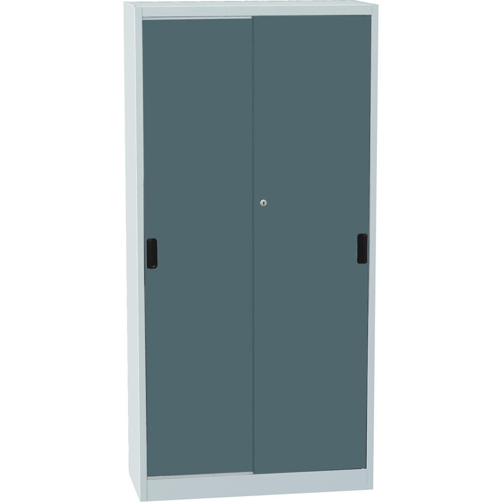 Werkstatt-Schiebetürenschrank DELTA | Blaugrau RAL 7031 | 950