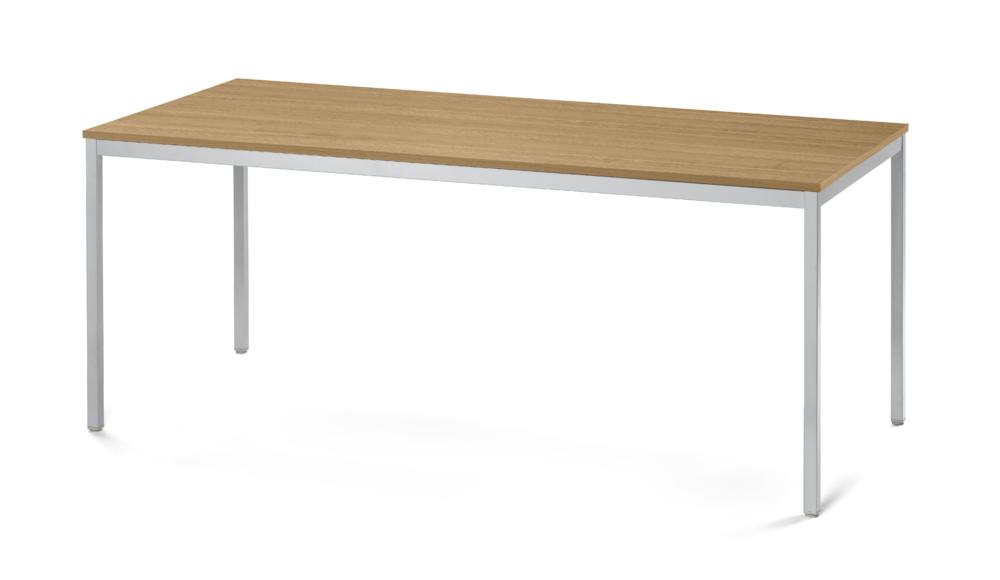 Konferenztisch PROFI MODUL | Eiche hell | 1600 | 800 | Alusilber RAL 9006 | Rechteck
