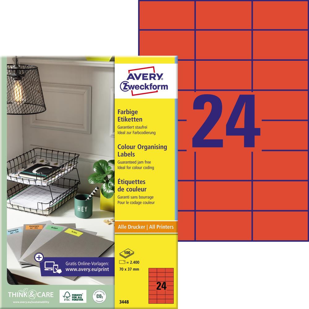 Avery Zweckform Universaletikett 3448 70x37mm rot
