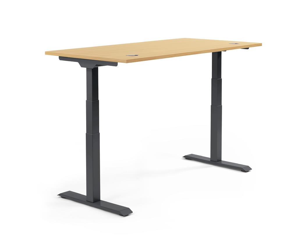 Höhenverstellbarer Schreibtisch FLEX MODUL | Buchedekor | 1600 | Schwarz