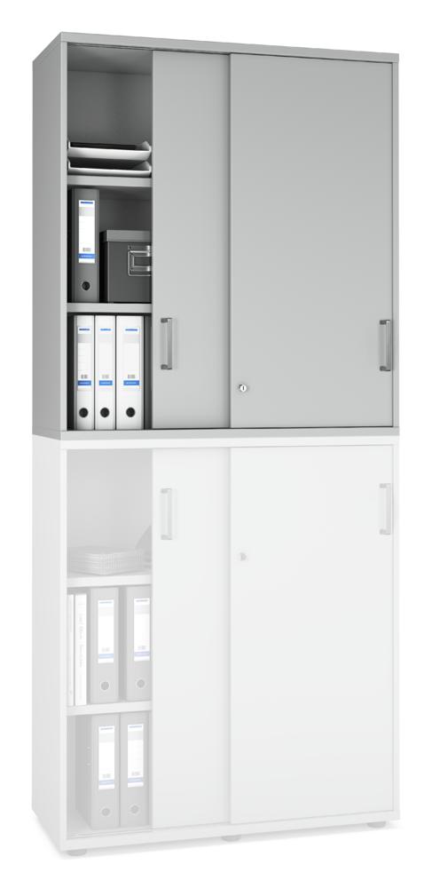 Schiebetüren-Aufsatzschrank MULTI MODUL-PRO | Lichtgrau | 1000 | 1110 mm (3 OH)
