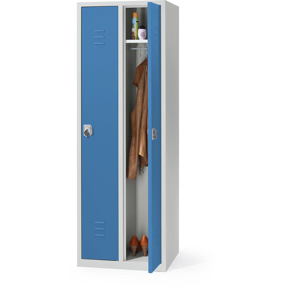 Garderoben-Stahlspind SYSTEM SP2 bodenstehend | Himmelblau RAL 5015 | Bodenstehend | 300 | Drehriegelverschluss