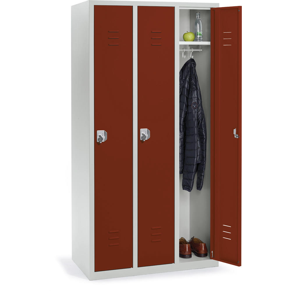 Garderoben-Stahlspind SYSTEM SP2 bodenstehend | Rubinrot RAL 3003 | Bodenstehend | 300 | Drehriegelverschluss