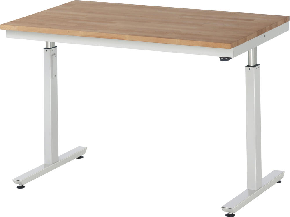 Werkbank SERIE E3 - Flächenlast bis zu 300 kg | 1250 | 800 | Buche-Massiv-Arbeitsplatte | 300