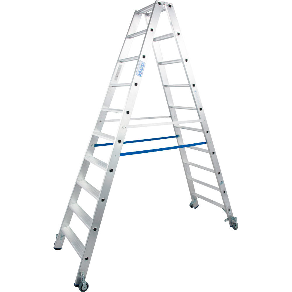 Stufen-Doppelleiter Stabilo fahrbar, 2 x 10 Stufen | 3880