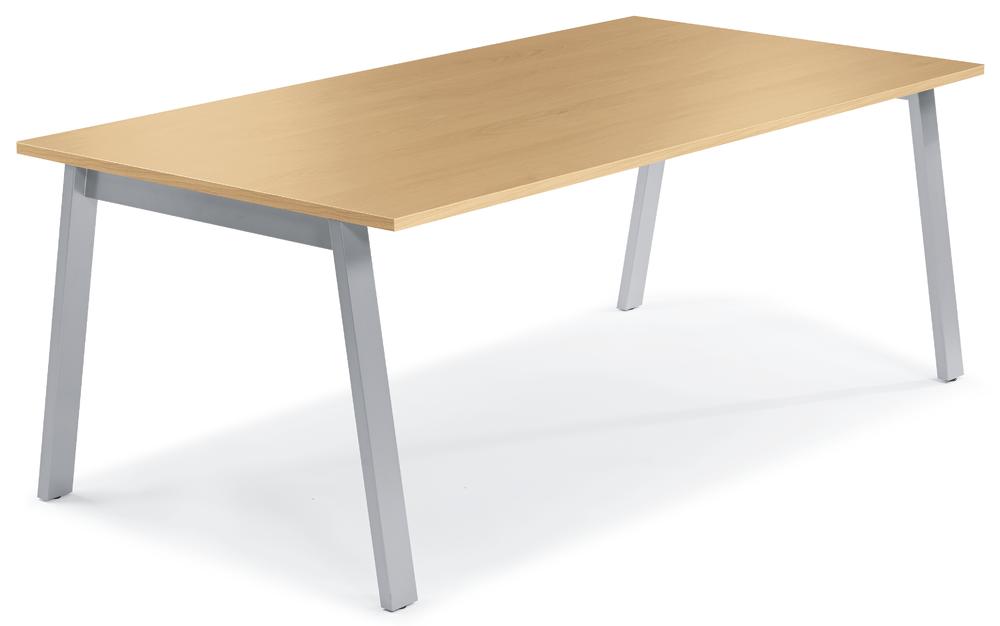 Konferenztisch DELTA RIO | Buchedekor | 1600 | Alusilber RAL 9006
