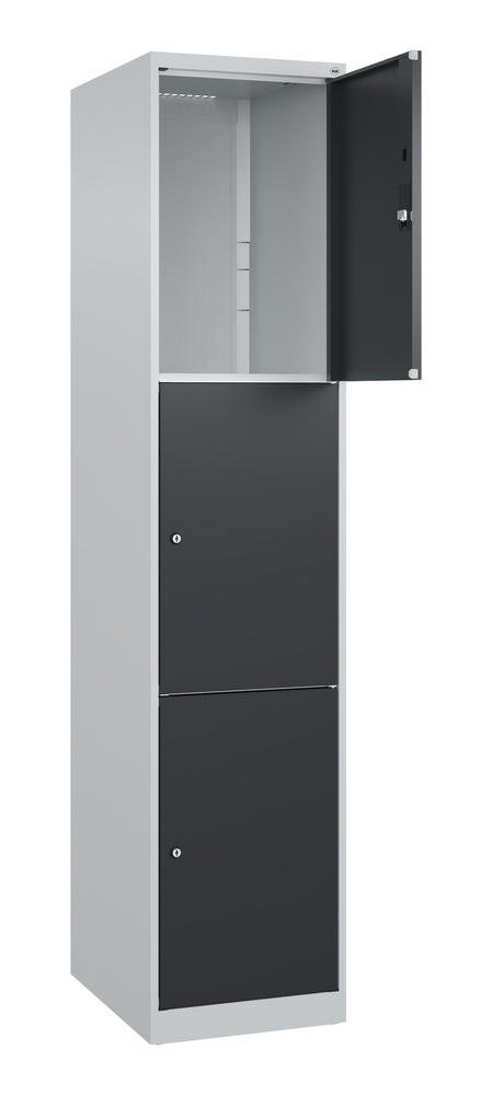 Schließfachschrank CLASSIC PLUS, bodenstehend | Schwarzgrau RAL 7021 | Bodenstehend | Lichtgrau RAL 7035 | 400 | 1 | 3