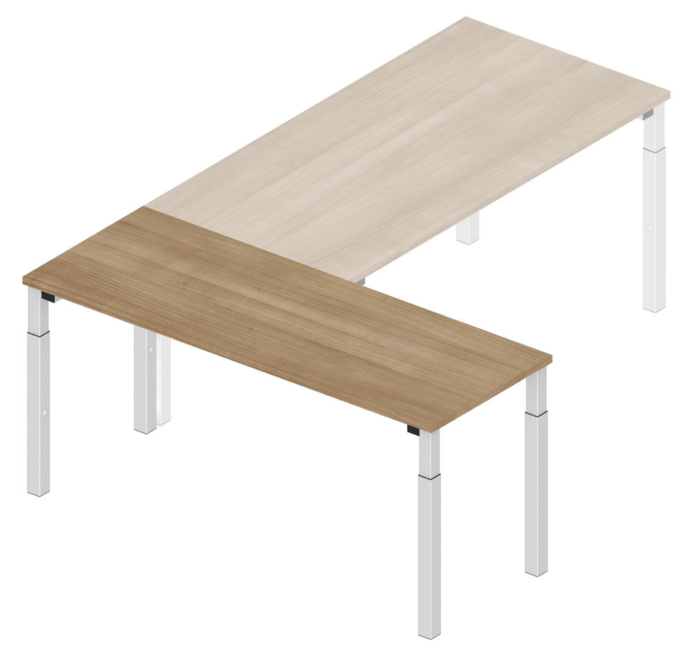 Anbautisch 1600 4-Fuß PROFI MODUL | Nussdekor | Alusilber RAL 9006