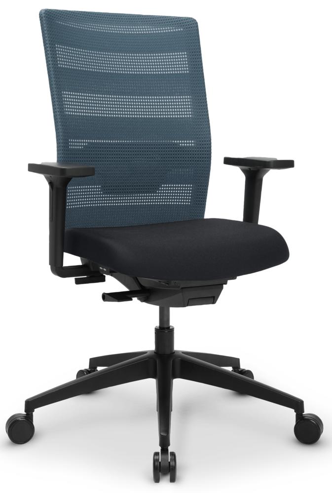 Bürostuhl LUINO AIR DV mit Armlehnen | Schwarz/Blau