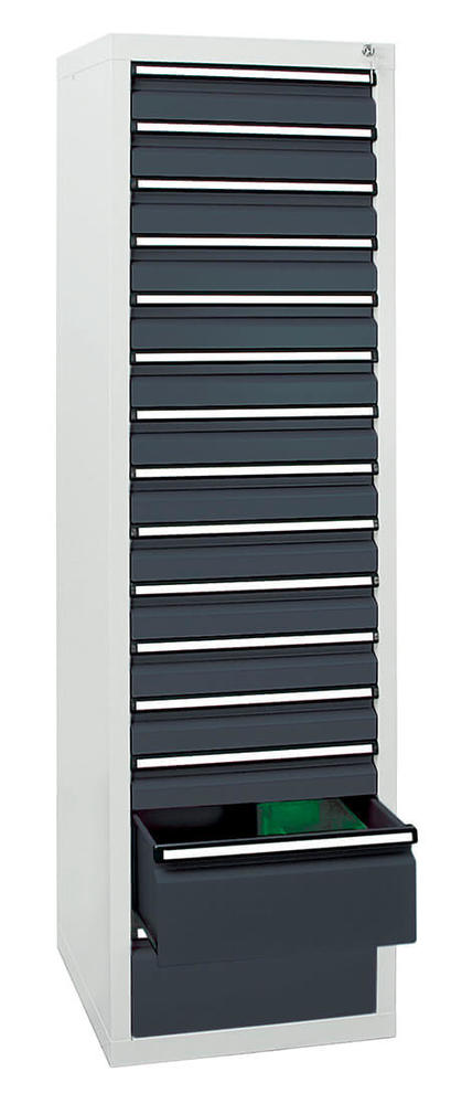 Schubladenschrank SYSTEM DTS 410, 15 Schubladen | Anthrazitgrau RAL 7016 | 1800 | 500 | 15 Schübe