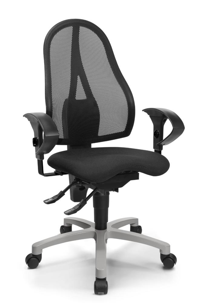 Bürostuhl SITNESS 40 NET mit Armlehnen | Schwarz/Anthrazit | Alusilber