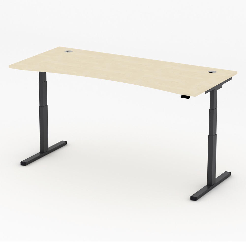 Höhenverstellbarer Schreibtisch MULTI MODUL-PRO | Ahorndekor | 1800 | Schwarz