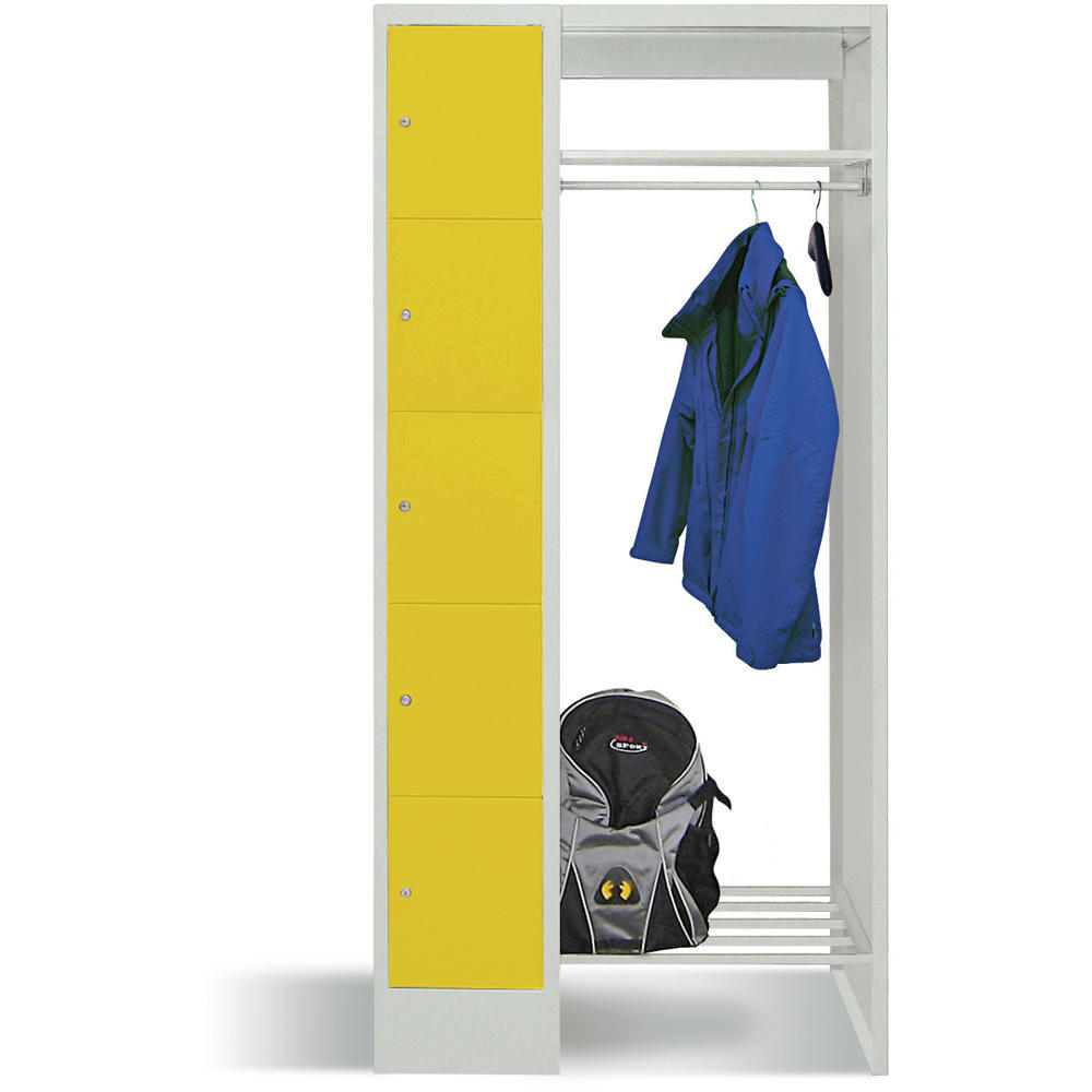 Garderobe mit Schließfachschränken BASIC | Zinkgelb RAL 1018 | 300 | 1 | 5
