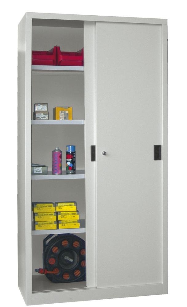 Schiebetüren-Stahlschrank SYSTEM FLEX | Lichtgrau RAL 7035 | 1000 | 400 | mit Stahltüren