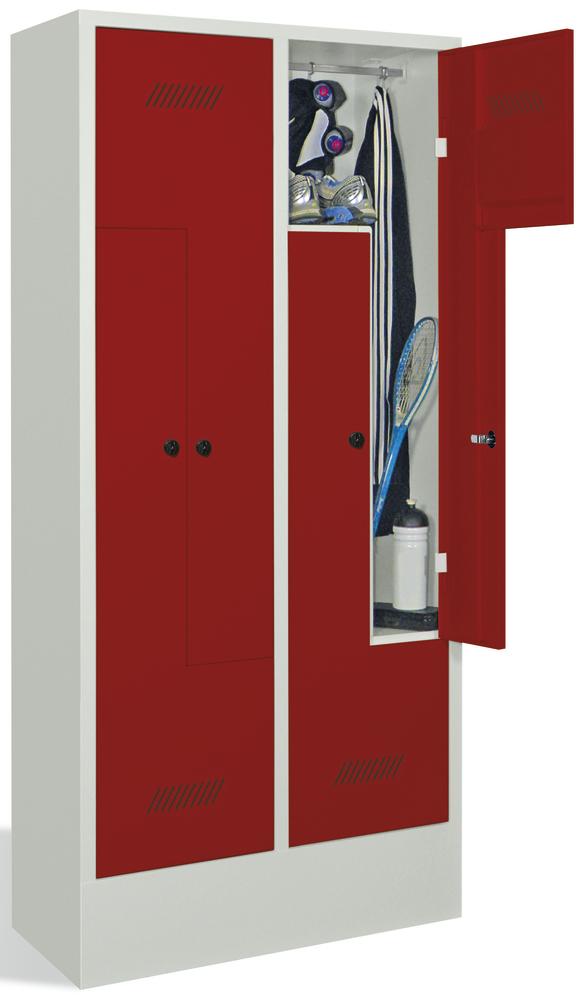 Z-Garderoben Stahlspind BASIC mit Sockel | Rubinrot RAL 3003 | mit Sockel | 4