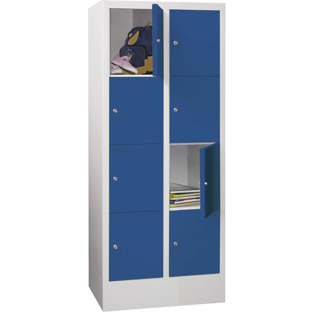 Schließfachschrank CLASSIC mit glatten Türen | Enzianblau RAL 5010 | 300 | 2 | 8
