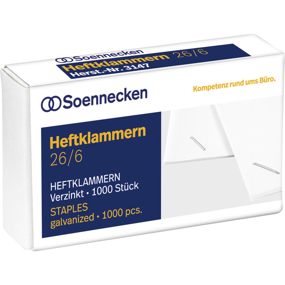 Soennecken Heftklammern 3147 26/6 verzinkt 1.000