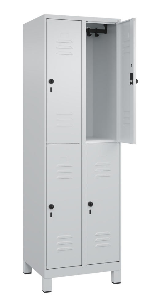Doppelstöckiger Spind CLASSIC PLUS, mit Füßen | Lichtgrau RAL 7035 | mit Füßen | Lichtgrau RAL 7035 | 300 | 2