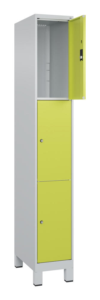 Schließfachschrank CLASSIC PLUS, mit Füßen | Clowngrün RAL 1108060 | mit Füßen | Lichtgrau RAL 7035 | 300 | 1 | 3